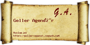 Geller Agenór névjegykártya